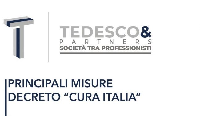 Principali misure DECRETO “CURA ITALIA” Principali misure DECRETO "CURA ITALIA"